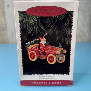 Hallmark Keepsake Ornament Here Comes Santa Santa’s Roadster Handcrafted 1995